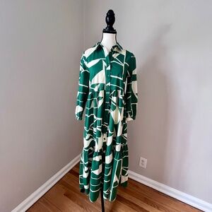 Zara green and white dress